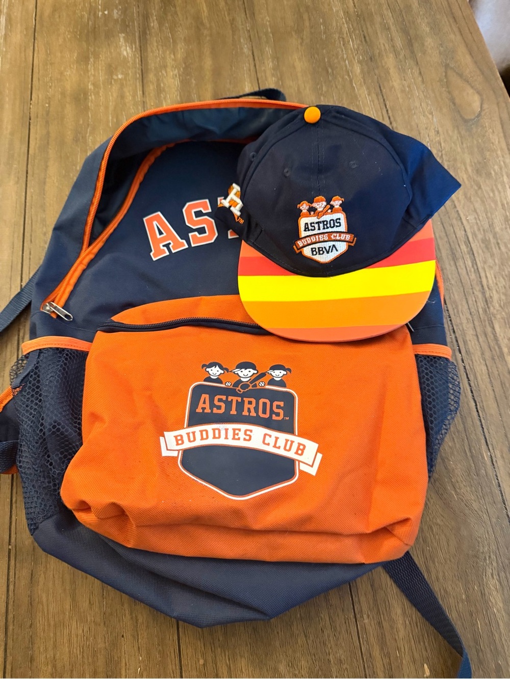 Kids Houston Astros Buddies Orange & Navy Backpack with Matching Cap